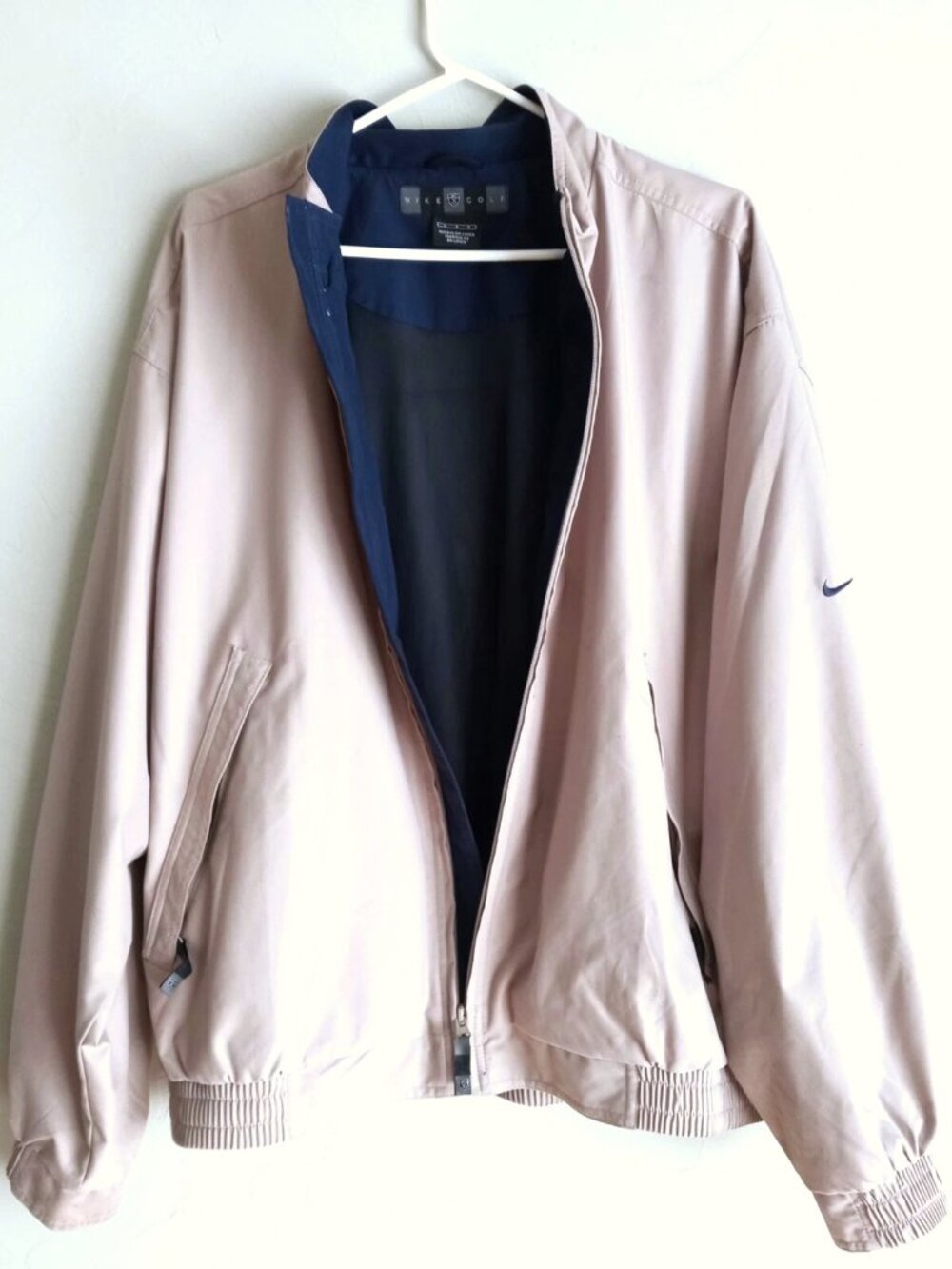Nike Golf Windbreaker Jacket Mens Size Large Tan Nylon Lining NME920220KL4